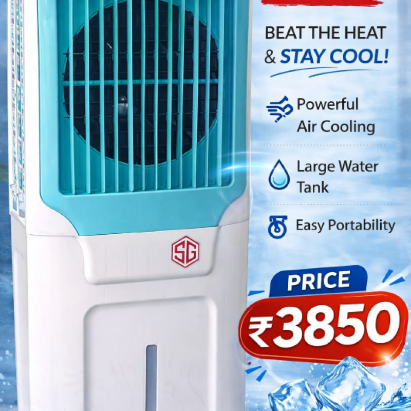 SUMMERGOLD RAFFEI Tower Air Cooler | High Air Flow | Large Water Tank | Stylish Home Cooling | Energy Efficient | ₹3850