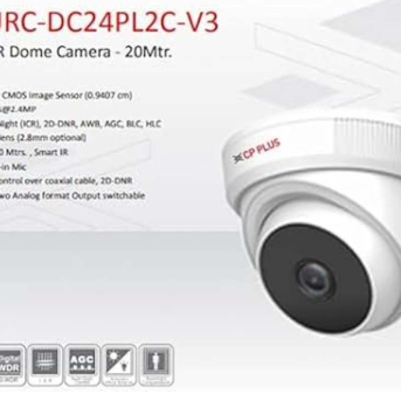 CP Plus 2.4MP Dome CCTV Camera (HD Outdoor/Indoor Security Camera)
